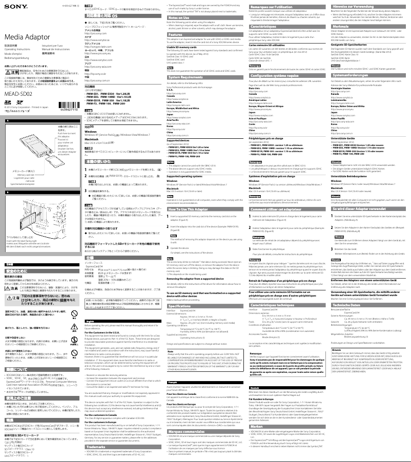 Imagen de la primera página del manual del dispositivo MEAD-SD02