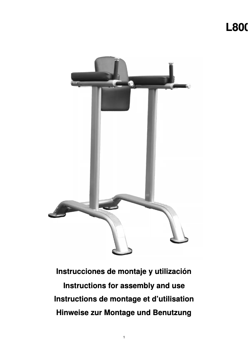 Imagen de la primera página del manual del dispositivo L800
