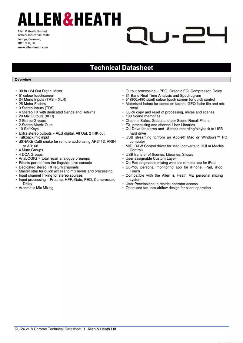 Imagen de la primera página del manual del dispositivo QU-24