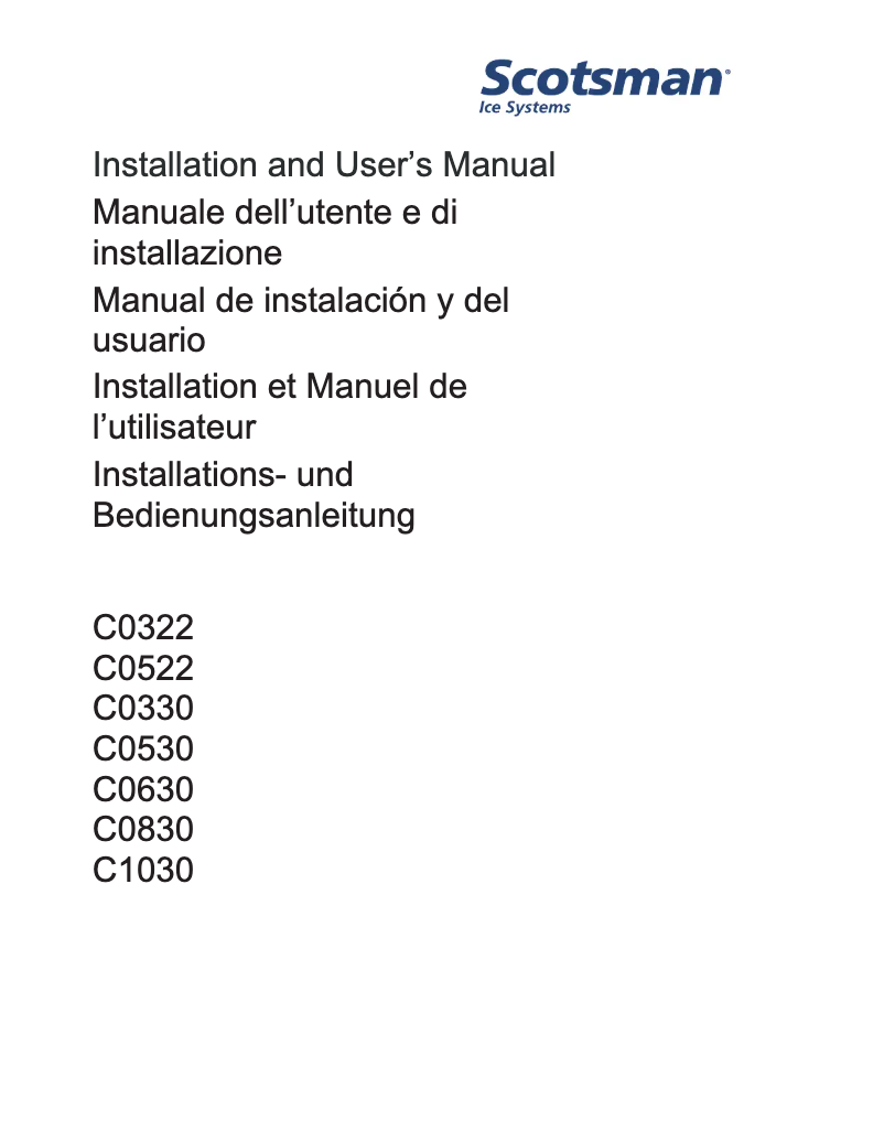 Página nº 1 - Manual de usuario Scotsman Prodigy Plus C0530
