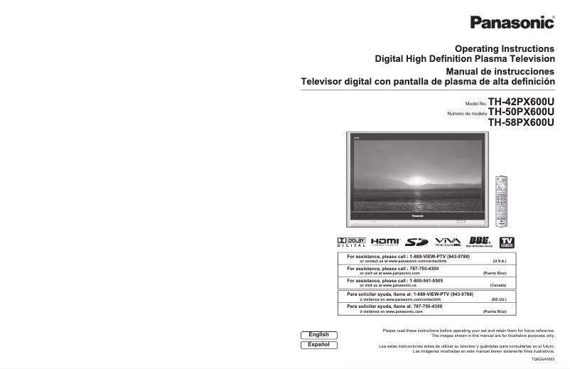 Imagen de la primera página del manual del dispositivo Viera TH-50PX600
