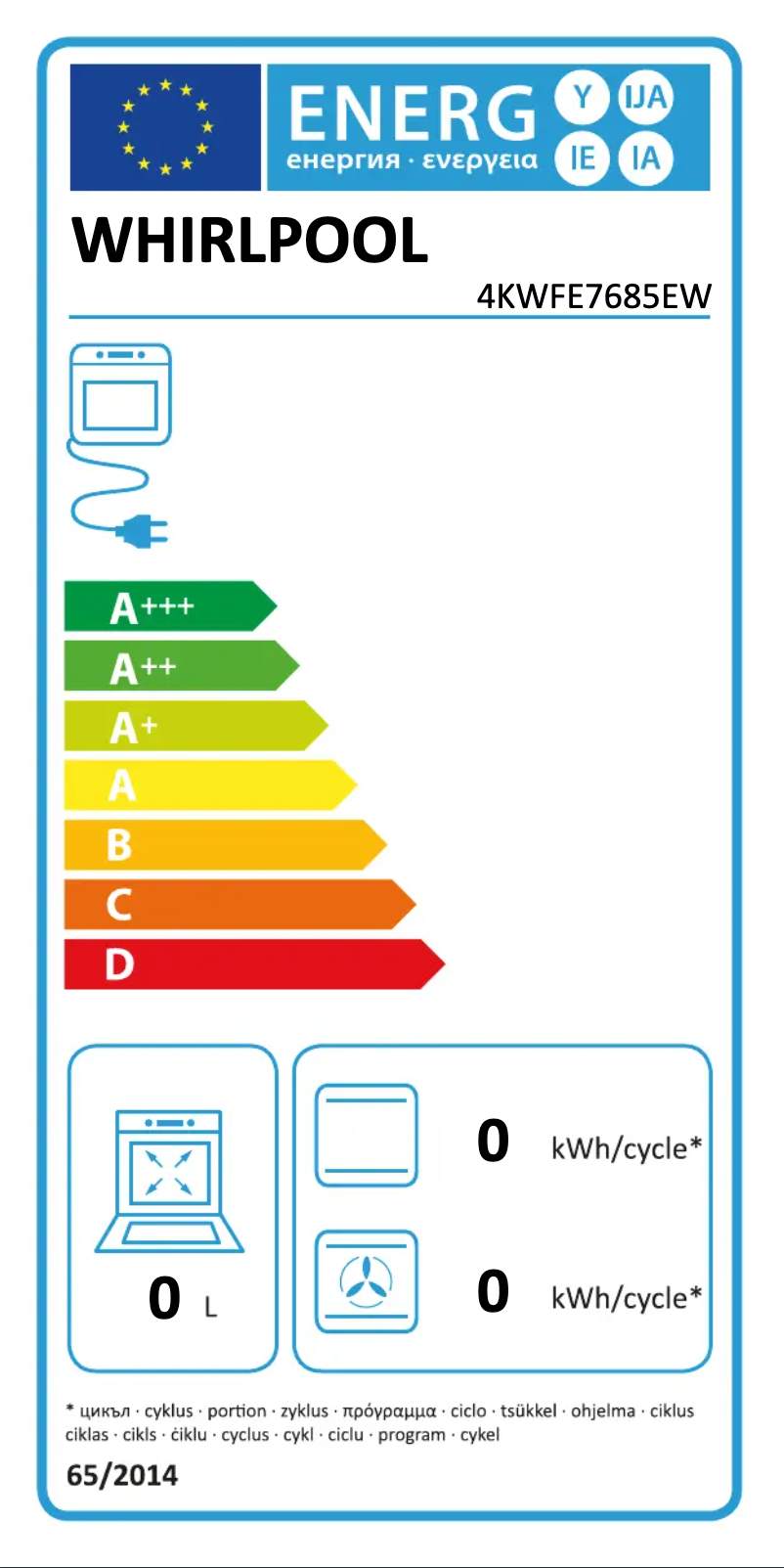 Página 1 del manual Etiqueta energética Whirlpool 4KWFE7685EW