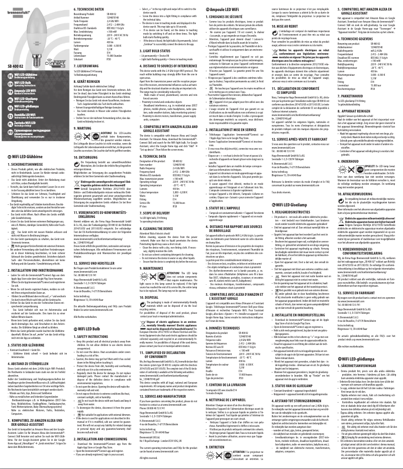 Página 1 del manual Manual de usuario Brennenstuhl Connect Wi-Fi Ampoule SB 400