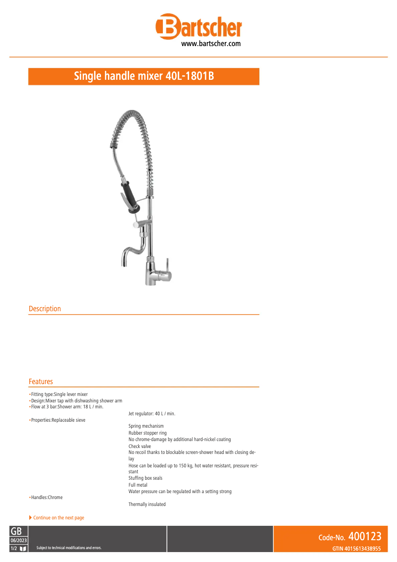 Imagen de la primera página del manual del dispositivo 40L-1801B