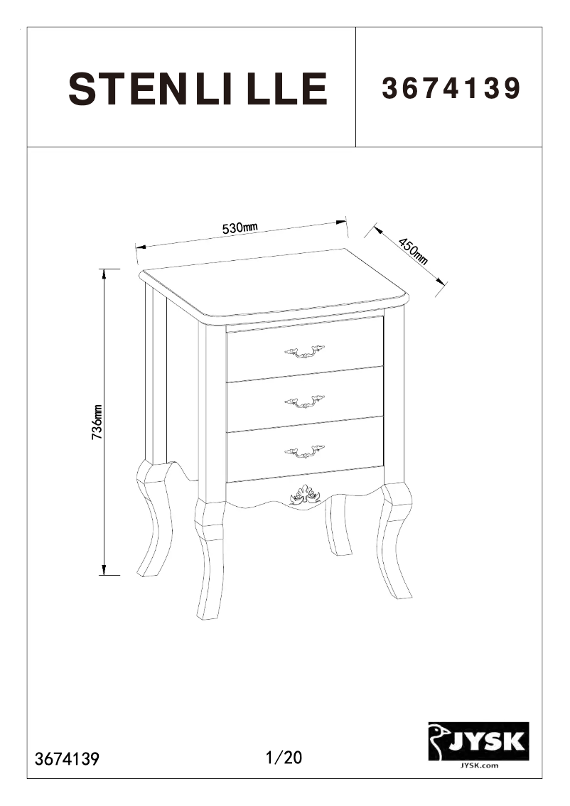 Página 1 del manual Manual de usuario JYSK Stenlille (53x74x45)