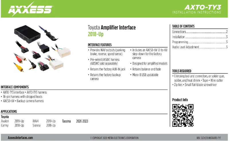 Imagen de la primera página del manual del dispositivo AXTO-TY3
