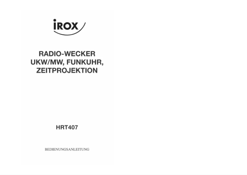 Página 1 del manual Manual de usuario Irox HRT407