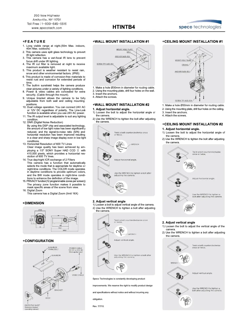 Página nº 1 - Manual de usuario Speco Technologies Intensifier HTINTB4