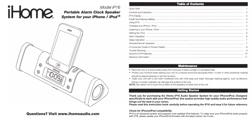 Imagen de la primera página del manual del dispositivo iP16