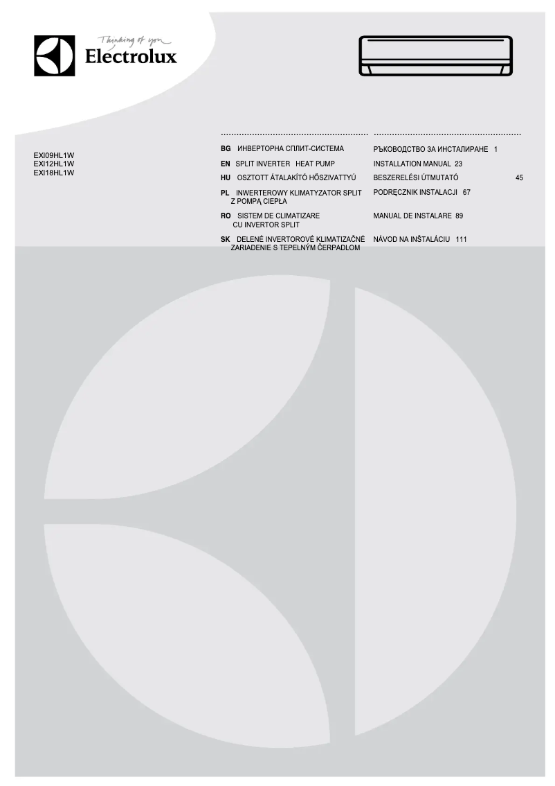 Imagen de la primera página del manual del dispositivo EXI18HL1WE