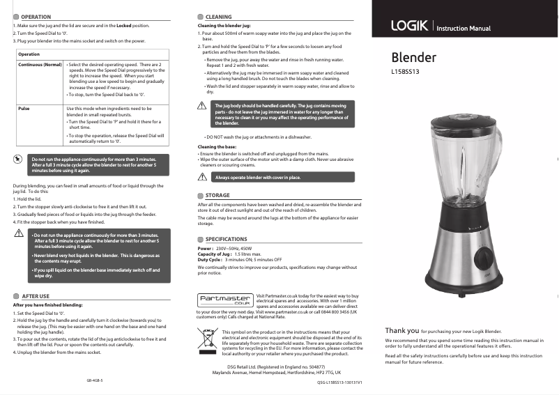 Imagen de la primera página del manual del dispositivo L15BSS13