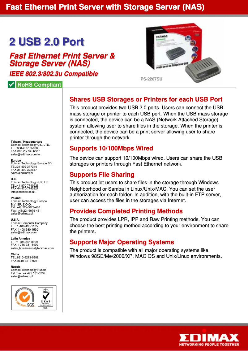 Imagen de la primera página del manual del dispositivo PS-2207SU