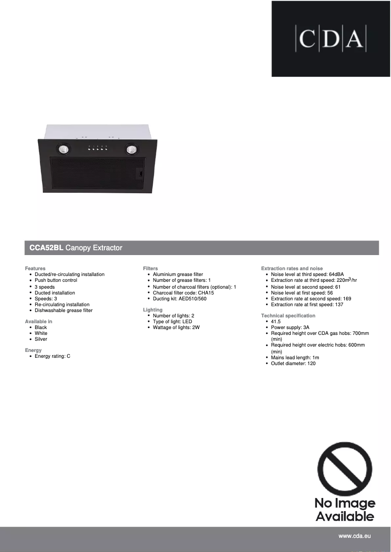 Imagen de la primera página del manual del dispositivo CCA52BL