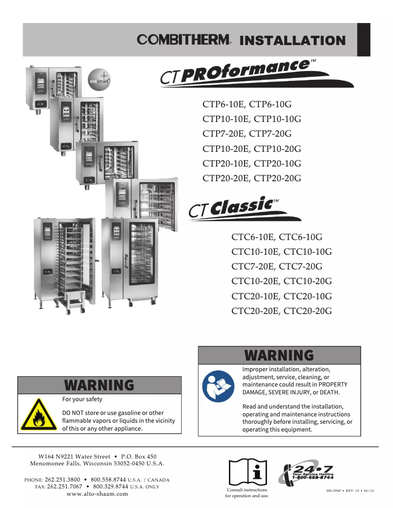 Imagen de la primera página del manual del dispositivo Combitherm Proformance CTP7-20G N208-240