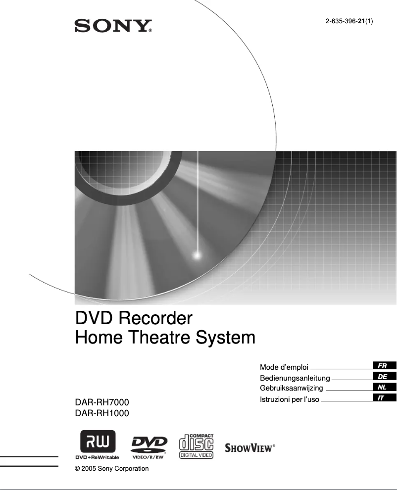 Imagen de la primera página del manual del dispositivo DAR-RH1000