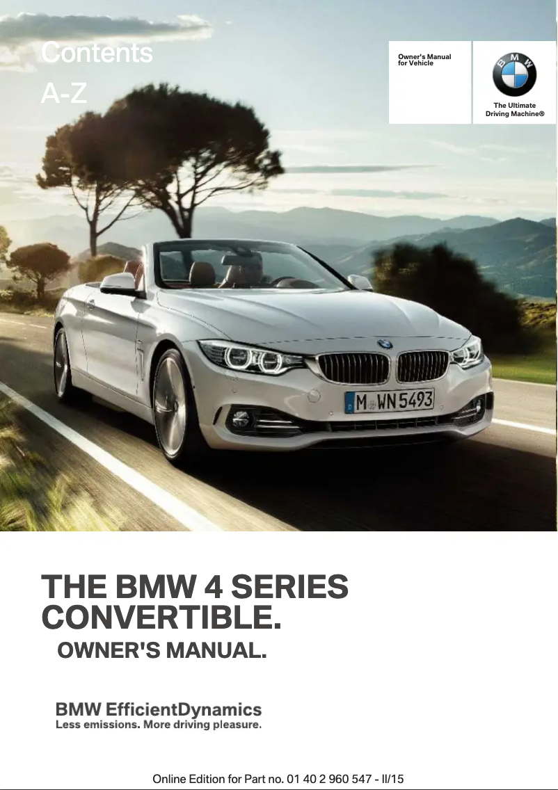 Imagen de la primera página del manual del dispositivo 435i xDrive Convertible (2016)