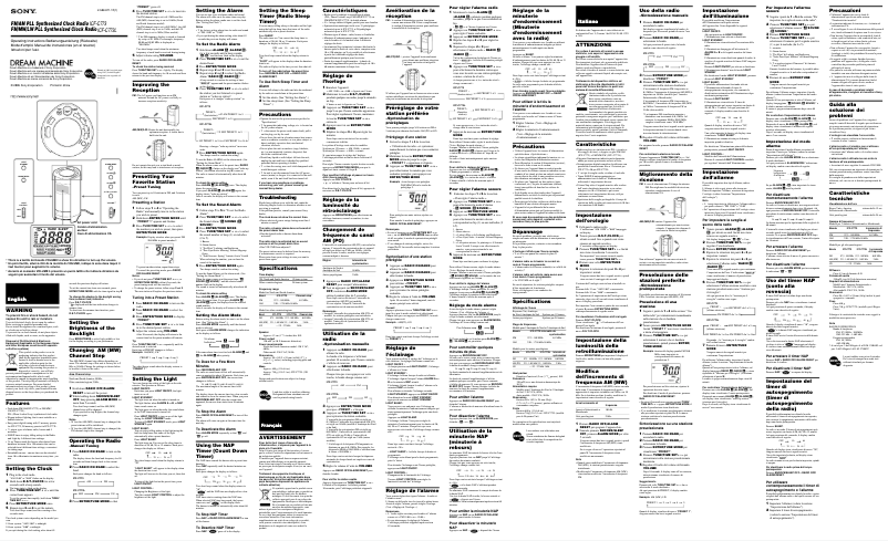 Imagen de la primera página del manual del dispositivo ICF-C773