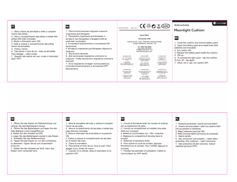 Imagen de la primera página del manual del dispositivo Moonlight Cushion