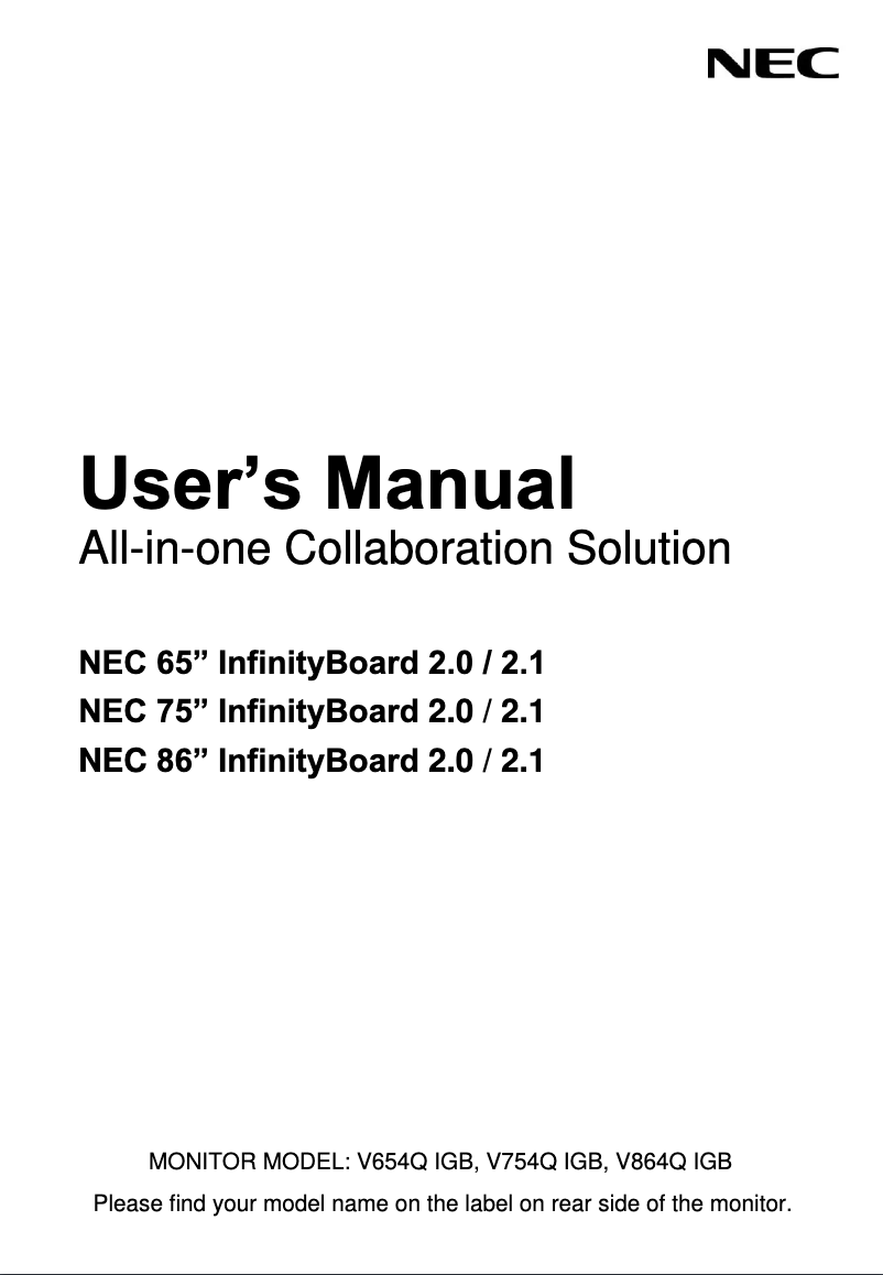 Imagen de la primera página del manual del dispositivo InfinityBoard 2.0