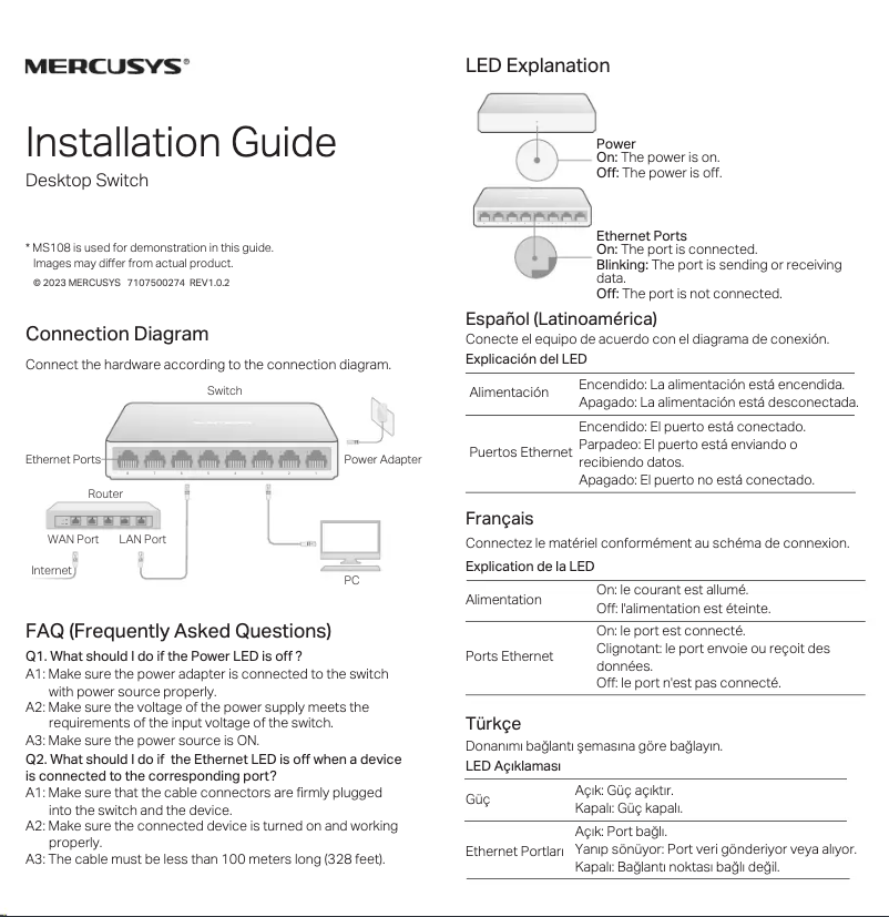 Imagen de la primera página del manual del dispositivo MS105GS