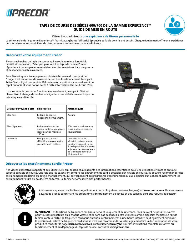 Página 1 del manual Manual de usuario Precor TRM 600