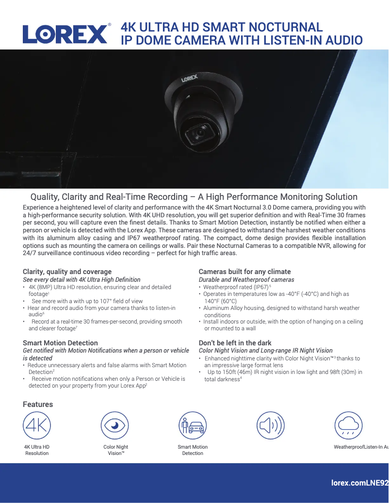 Página nº 1 - Ficha técnica Lorex LNE9252