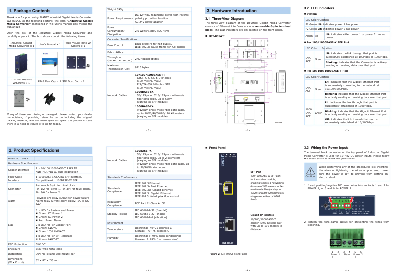 Imagen de la primera página del manual del dispositivo IGT-805AT