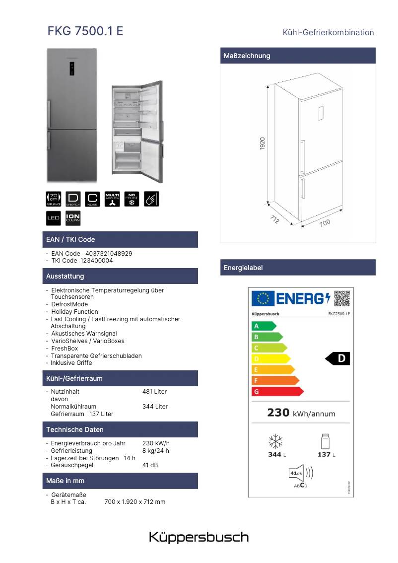 Imagen de la primera página del manual del dispositivo FKG7500.1E