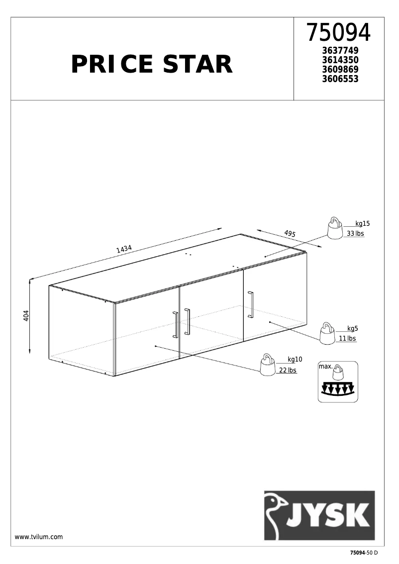 Página nº 1 - Manual de usuario JYSK Price Star (145x41x50)