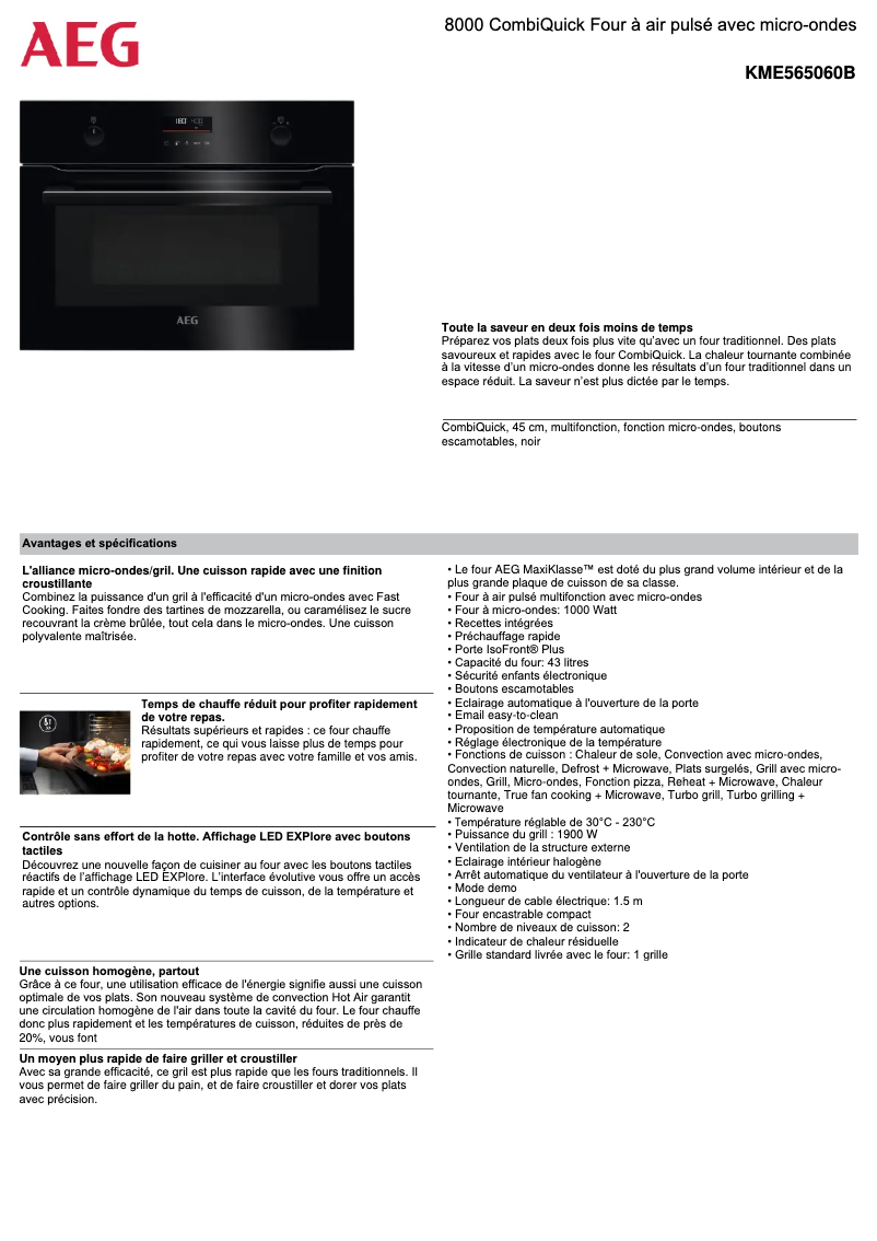 Página nº 1 - Ficha técnica AEG KME565060B