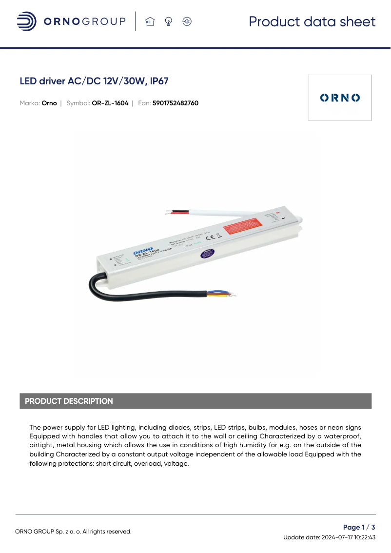 Página nº 1 - Manual de usuario ORNO OR-ZL-1604