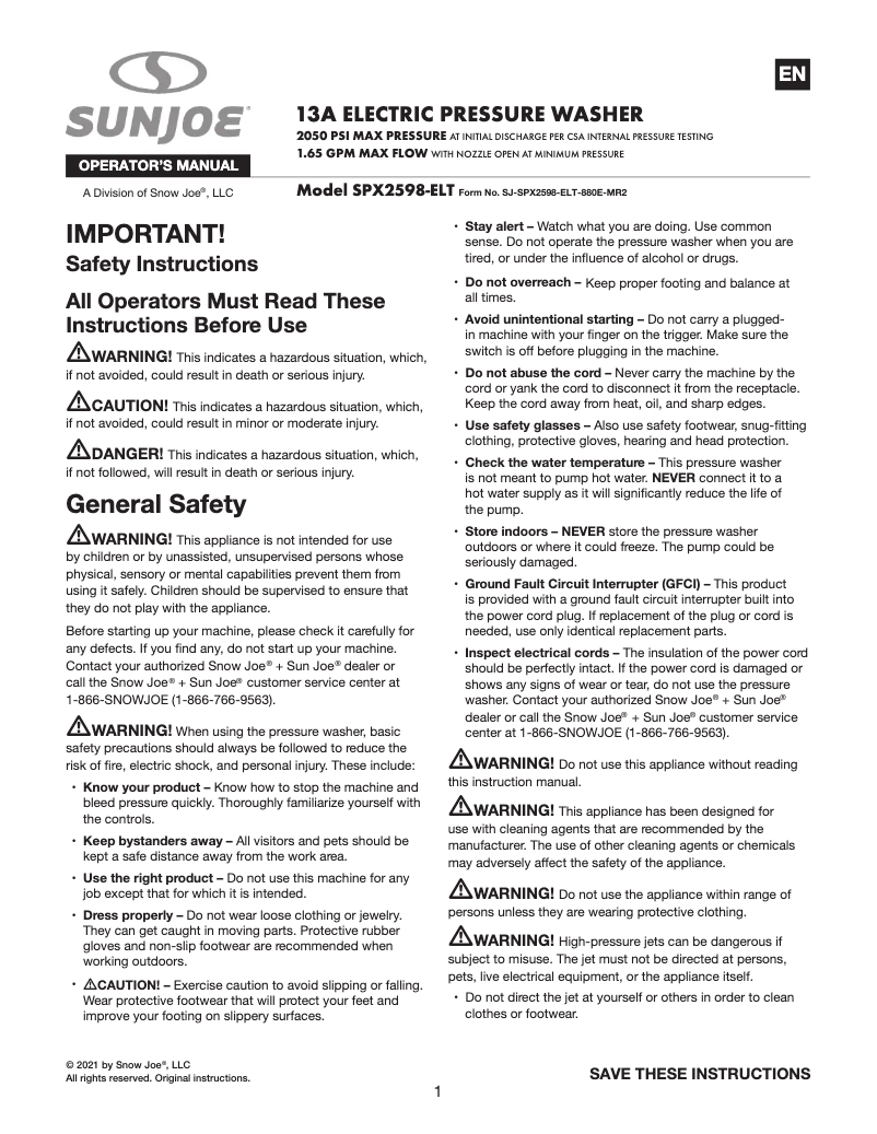 Imagen de la primera página del manual del dispositivo SPX2598-ELT