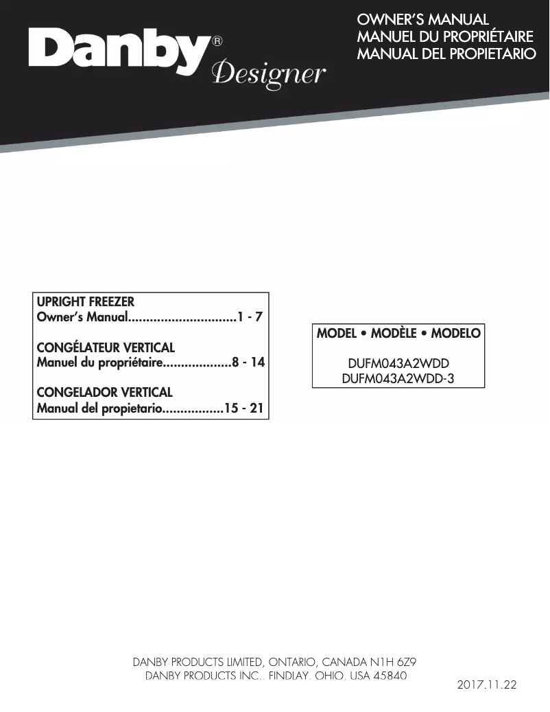 Imagen de la primera página del manual del dispositivo Designer DUFM043A2WDD