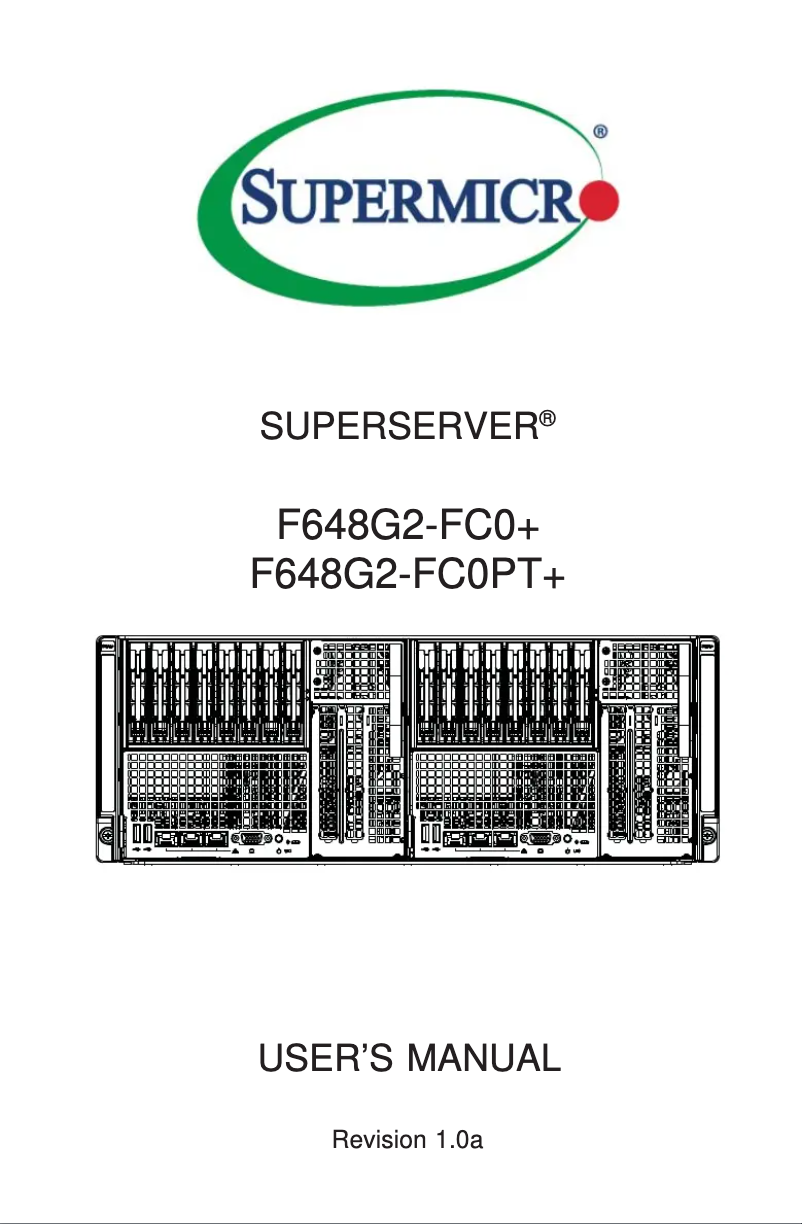 Imagen de la primera página del manual del dispositivo SuperServer F648G2-FC0PT+