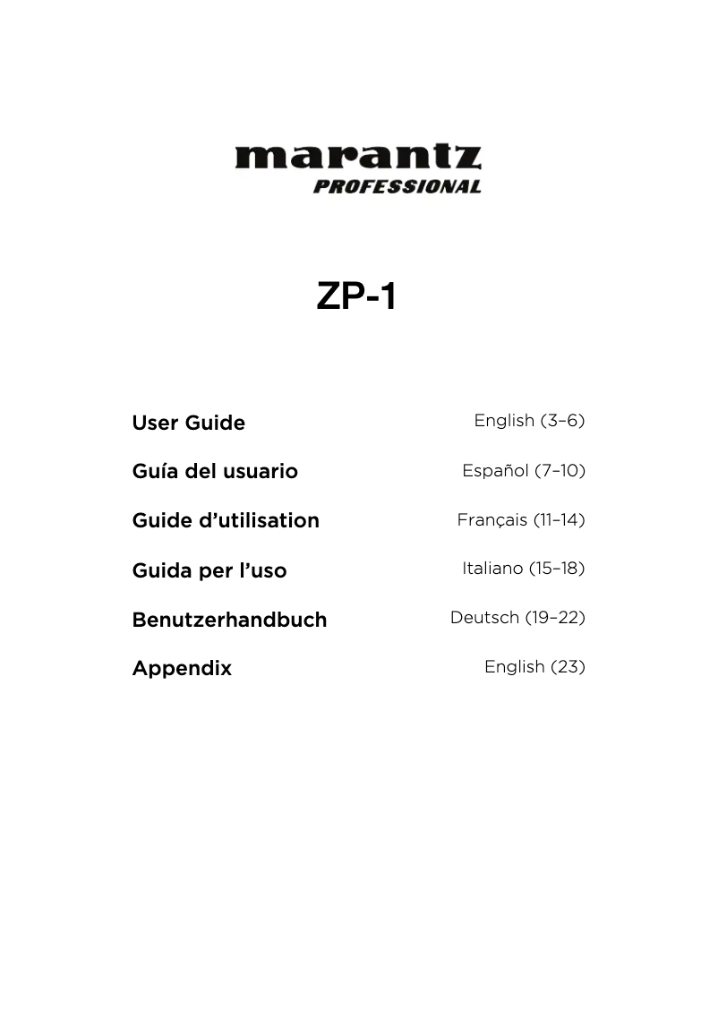 Página 1 del manual Manual de usuario Marantz ZP-1