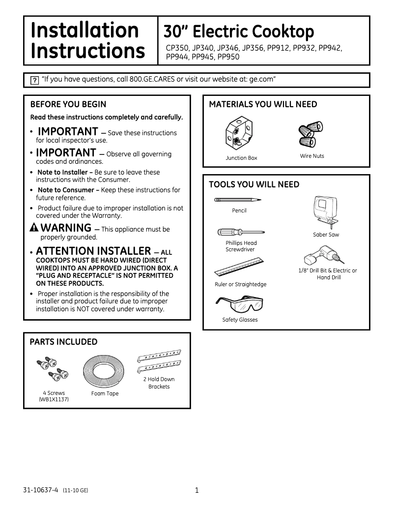 Imagen de la primera página del manual del dispositivo JP340BCBB