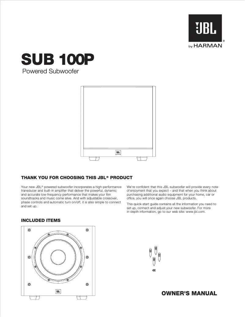 Página 1 del manual Manual de usuario JBL SUB 100P