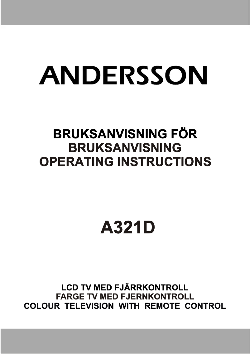 Página 1 del manual Manual de usuario Andersson A321D