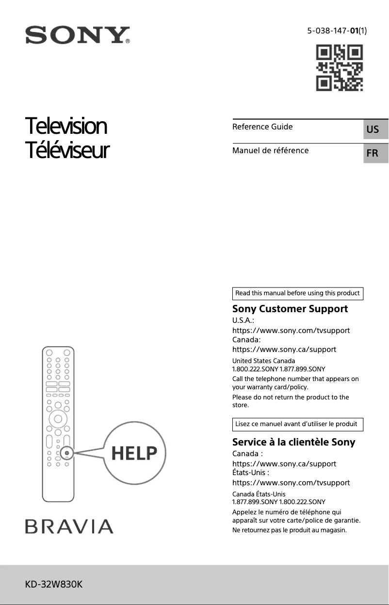 Imagen de la primera página del manual del dispositivo KD-32W830K