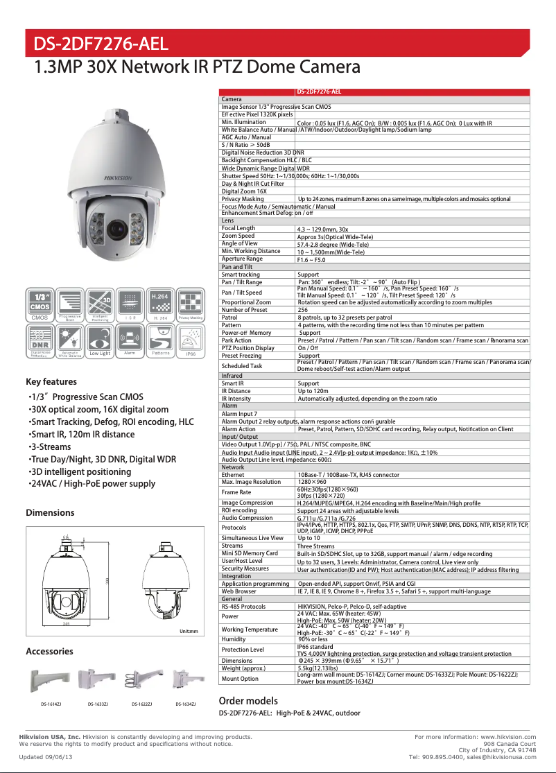 Página 1 del manual Folleto Hikvision DS-2DF7276-AEL