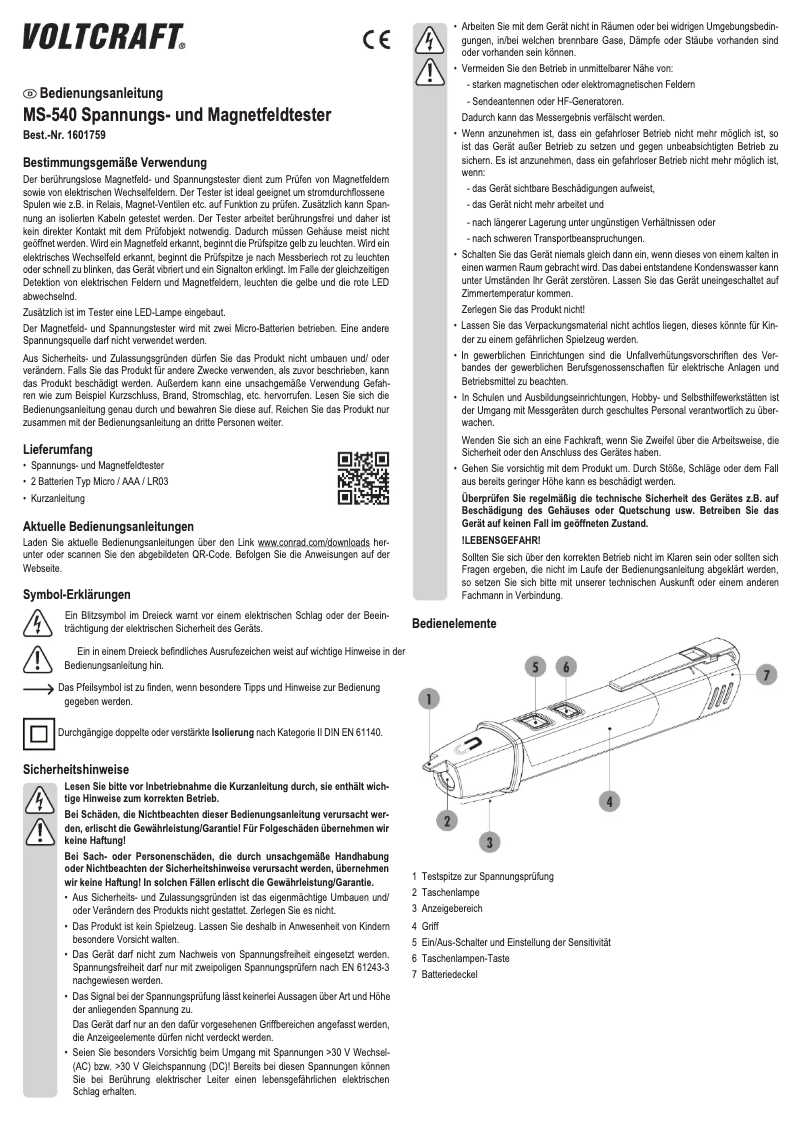 Página 1 del manual Manual de usuario Voltcraft MS-540