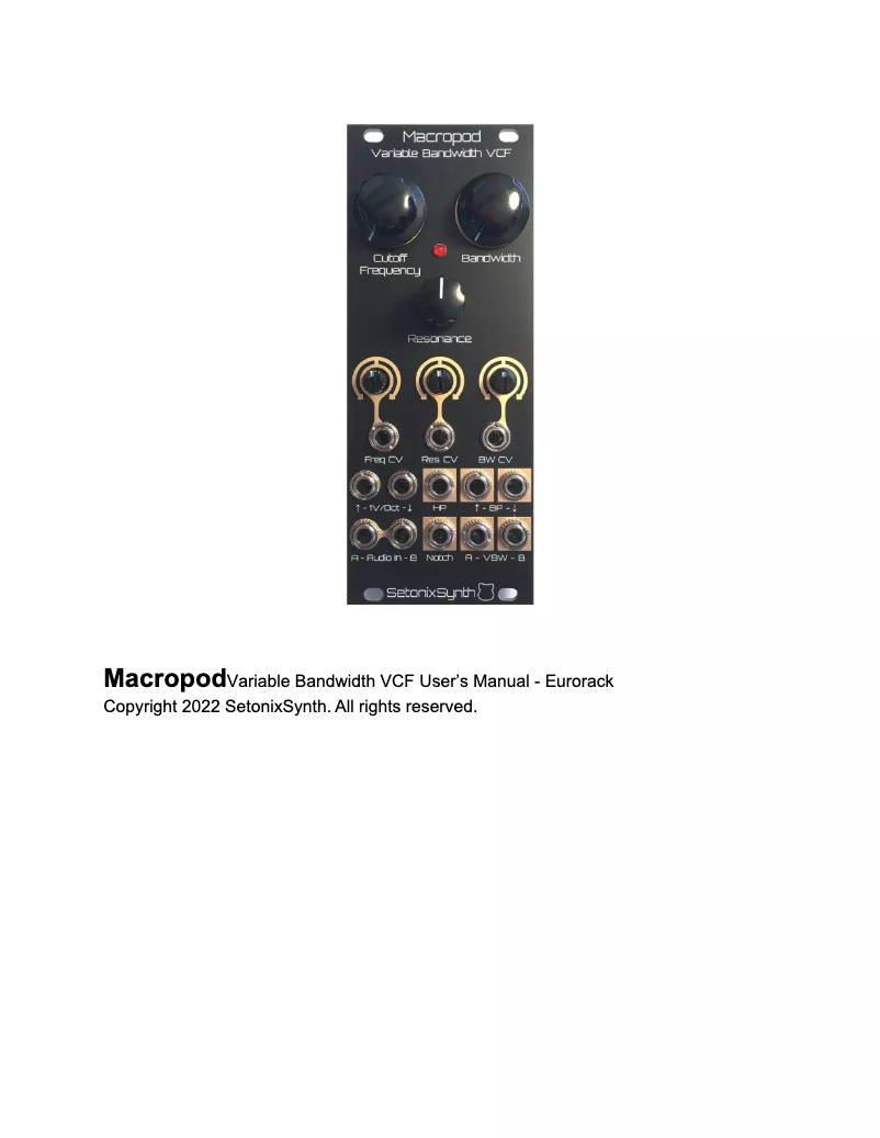 Imagen de la primera página del manual del dispositivo Macropod