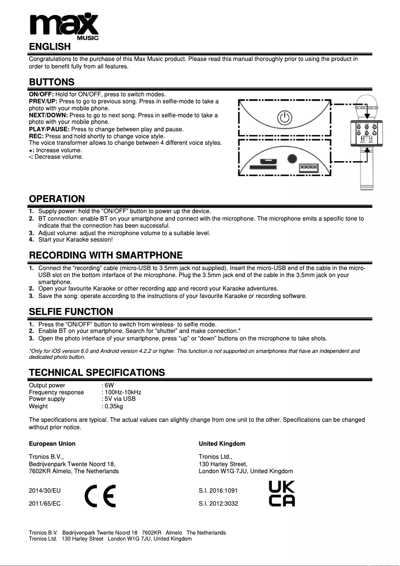 Página nº 1 - Manual de usuario MAX KM01