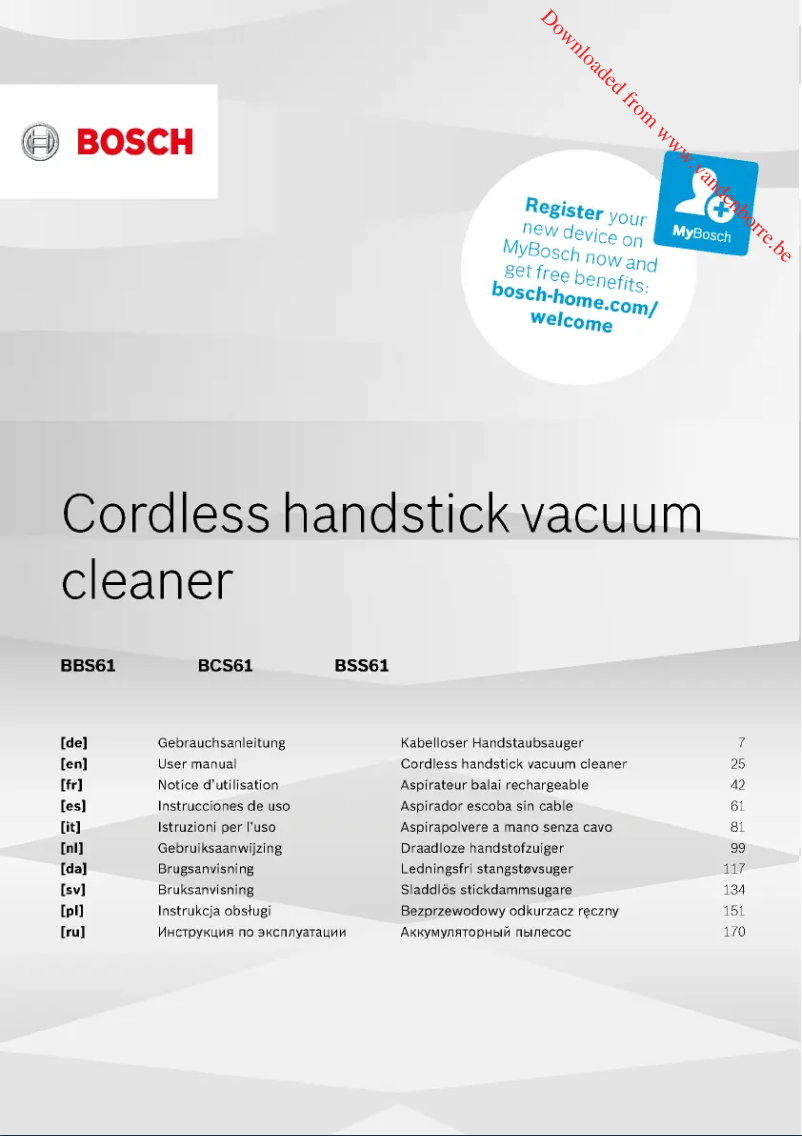 Página 1 del manual Manual de usuario Bosch Serie 6 BCS61PET