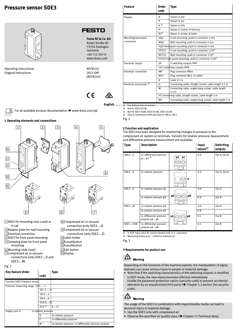 Imagen de la primera página del manual del dispositivo SDE3