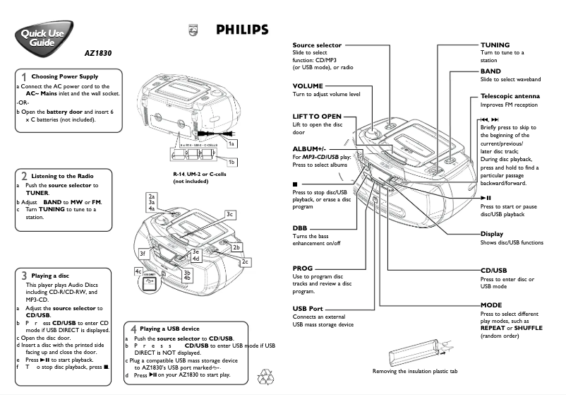 Página 1 del manual Guía de inicio rápido Philips AZ1830