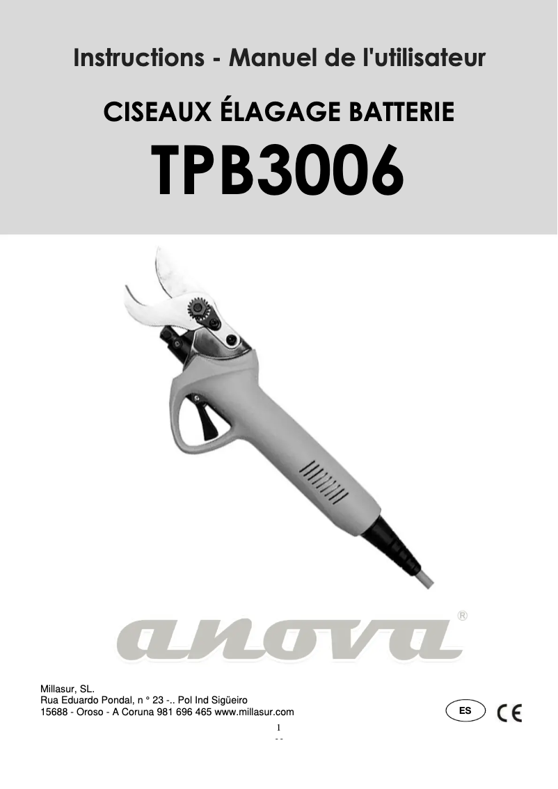 Página 1 del manual Manual de usuario Anova TPB3006