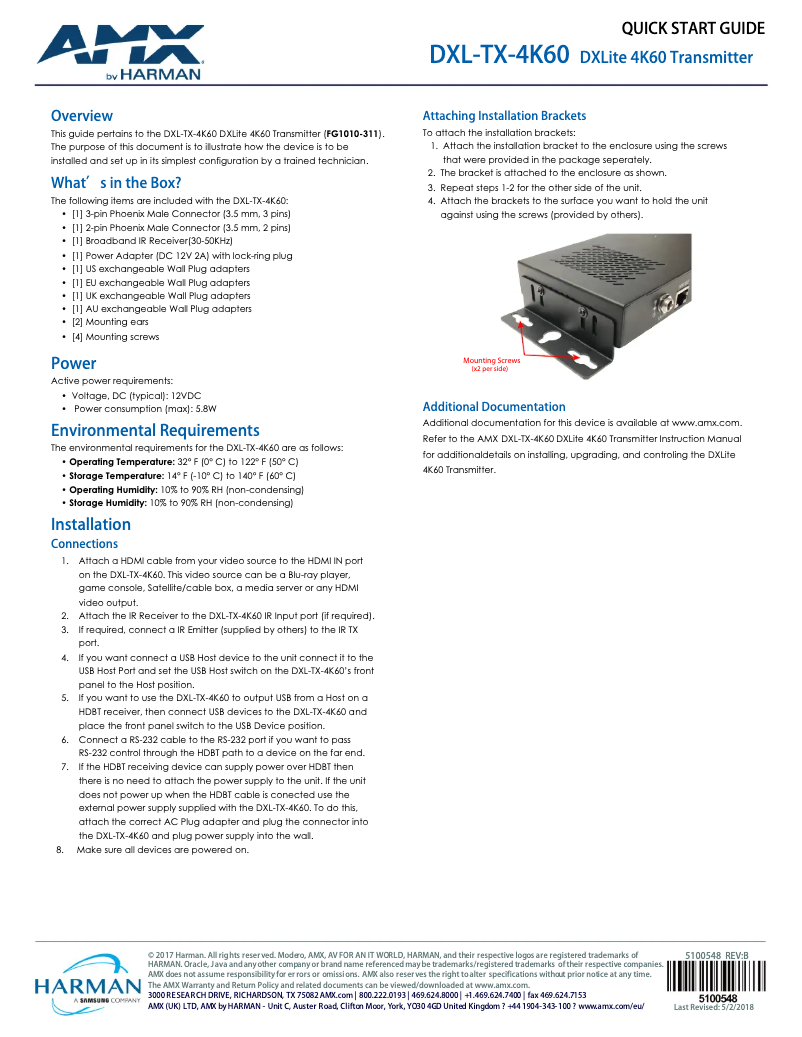 Imagen de la primera página del manual del dispositivo DXL-TX-4K60