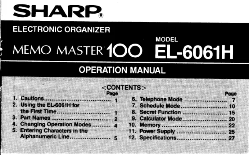 Página nº 1 - Manual de usuario Sharp EL-6061H