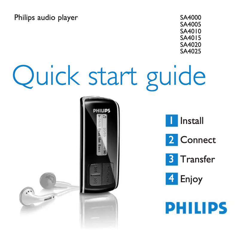 Página 1 del manual Guía de inicio rápido Philips SA4010